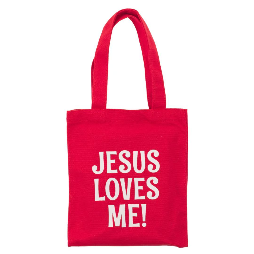 Image of Red Jesus Loves Me Small Tote Bag
