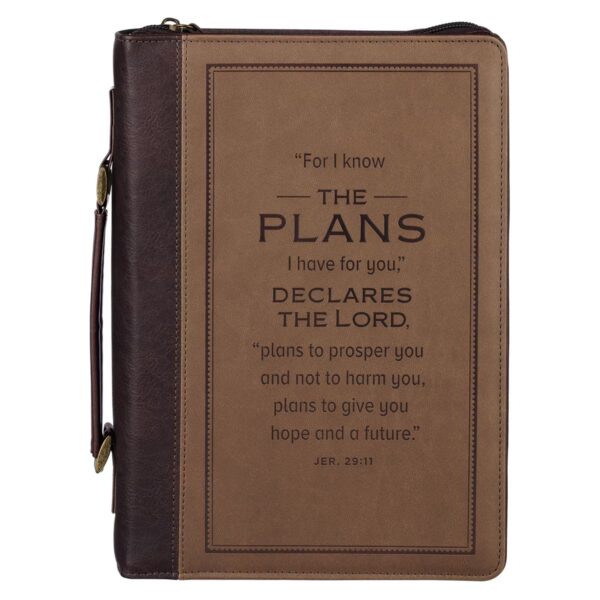 Bible Cover Classic Brown Two-tone I Know the Plans Jer. 29:11