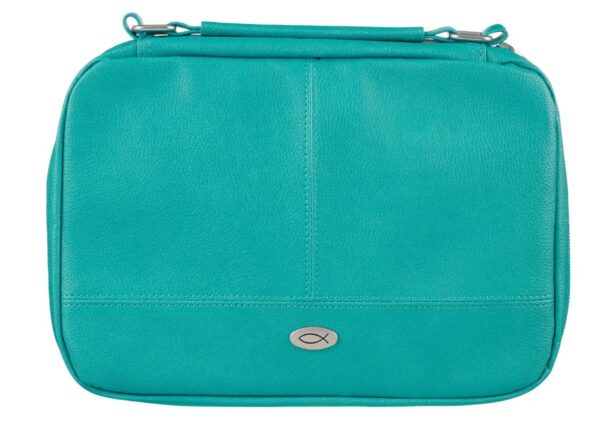 Bible Cover Organizer Two-fold Light Turquoise w/Ichthus Badge