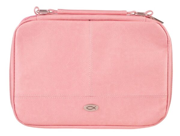 Bible Cover Organizer Two-fold Light Pink w/Ichthus Badge