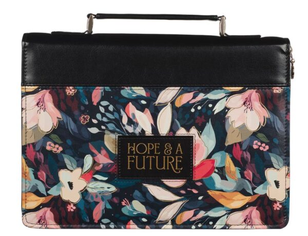 Bible Cover Fashion Black Floral Hope & A Future Jer. 29:11