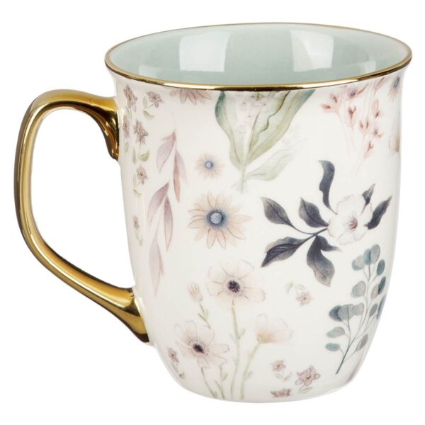 Mug Teal Floral Be Still Ps. 46:10 - Image 2