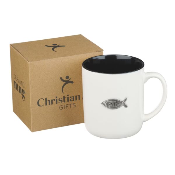 Mug White/Black Jesus Badge Matt. 28:19 - Image 3