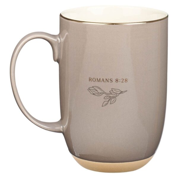 Mug Taupe God Works For Good Romans 8:28 - Image 2