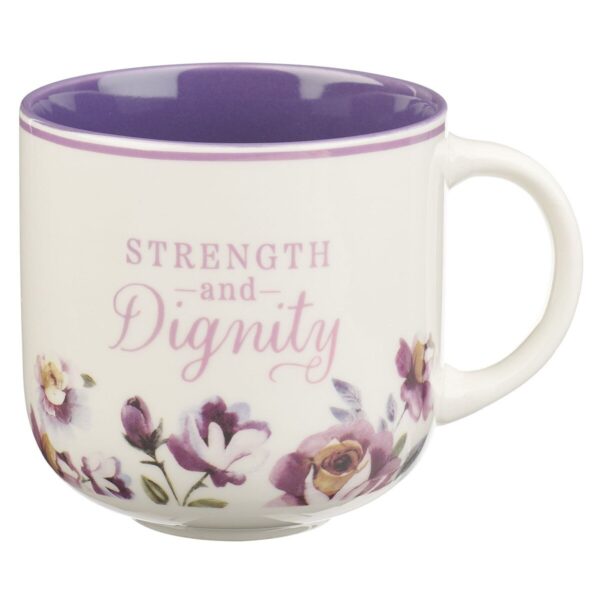 Mug Purple Strength and Dignity Prov. 31:25