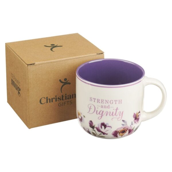 Mug Purple Strength and Dignity Prov. 31:25 - Image 3