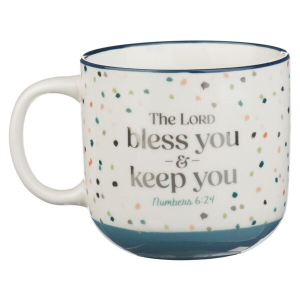Mug Blue Confetti Bless You and Keep You Num. 6:24 - Image 2