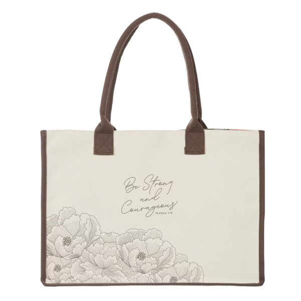 Tote Canvas Cream Strong & Courageous Josh. 1:9