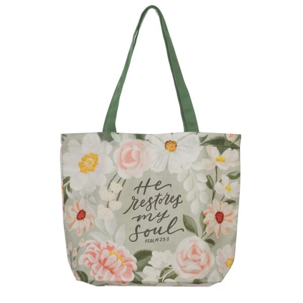 Tote Canvas He Restores My Soul Ps. 23:3