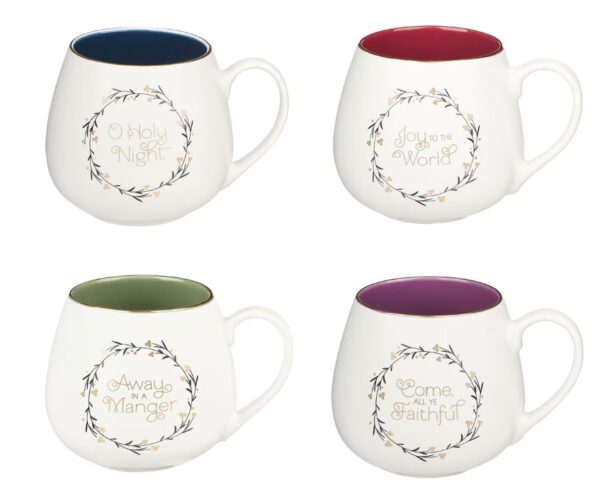 Mug Set 4pc Christmas Wreath