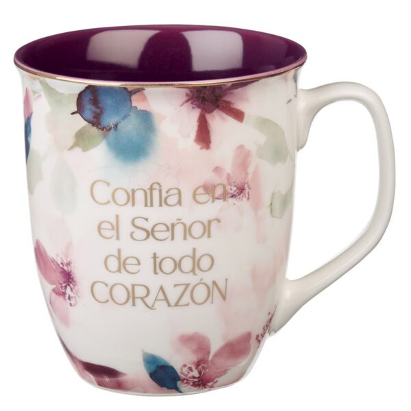 Mug White/Purple Confía en el Señor Prov. 3:5