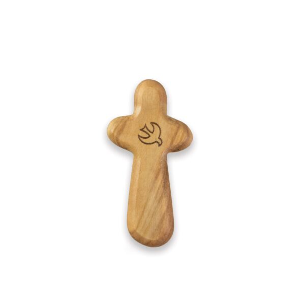 Olive Wood Comfort Cross Dove, Laser Engraved, Carded - Image 2