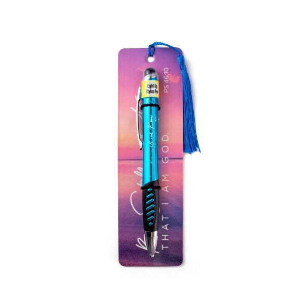 Light Up Scripture Pen with Tasseled Bookmark - Be Still and Know that I am God,