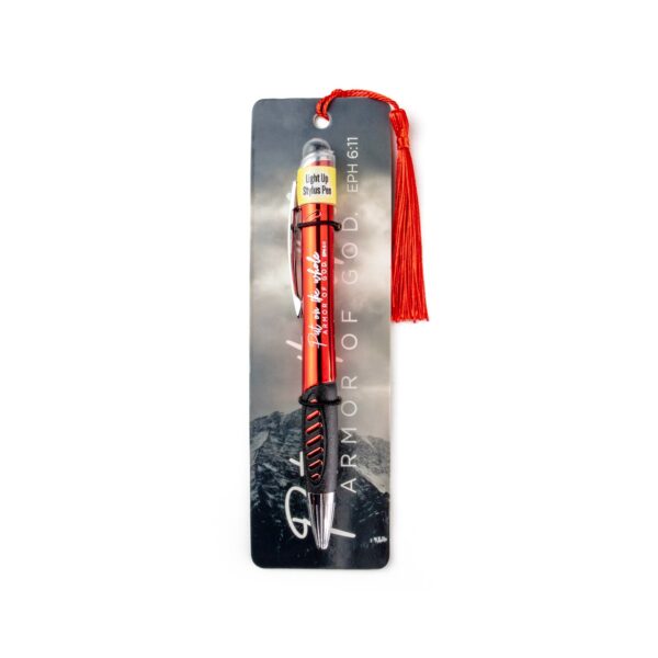 Light Up Scripture Pen with Tasseled Bookmark - Put on the Whole Armor of God, E