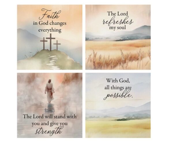 Coaster 4" Sq Water. Faith Set