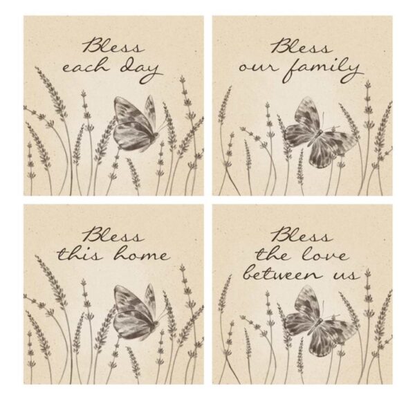 Coaster 4" Sq Bless Set