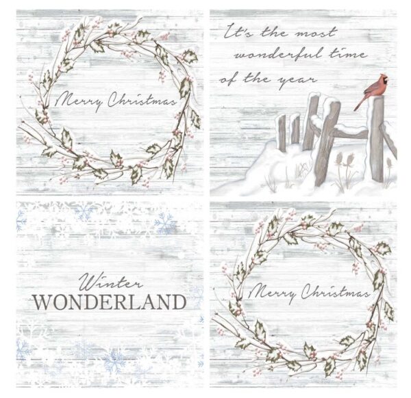 Coaster 4" Sq 4Pc Wint. Wreath