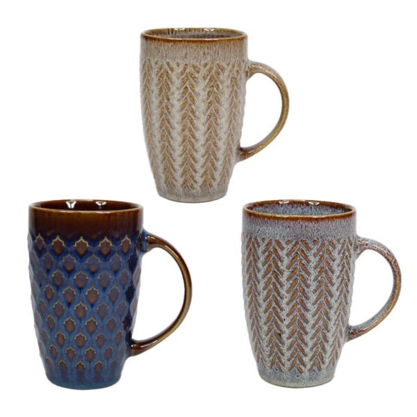 3 Asst Tall Reactive Mugs 21oz.