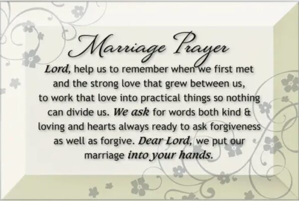Marriage Prayer - Glass 4X6