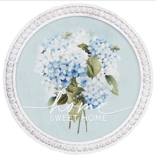 Home Sweet Hydrangea Beaded Round Wall Art
