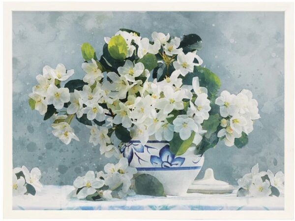 Flowers Blue Still Life Wall Art 18" x 24" x .75"
