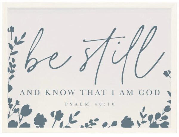 Be Still Navy Flowers Wall Art 18" x 24" x .75"