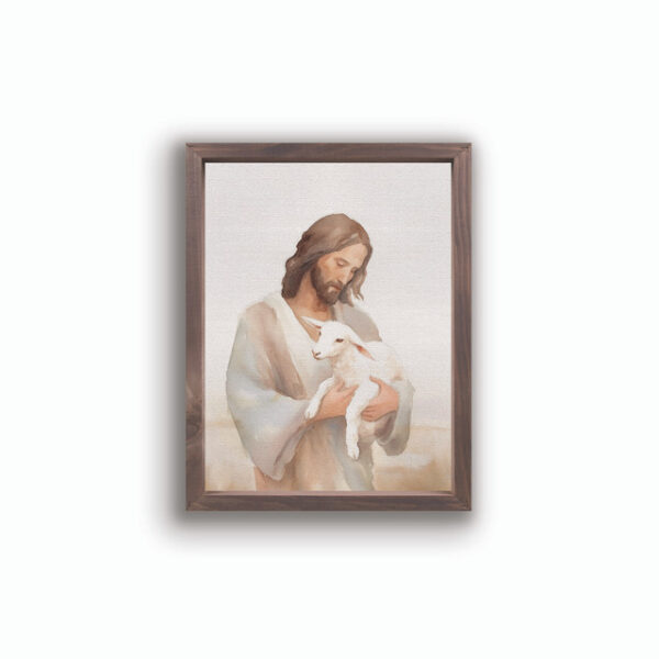 Wonderous Watercolors Collection Framed Linen Art - Jesus & Lamb