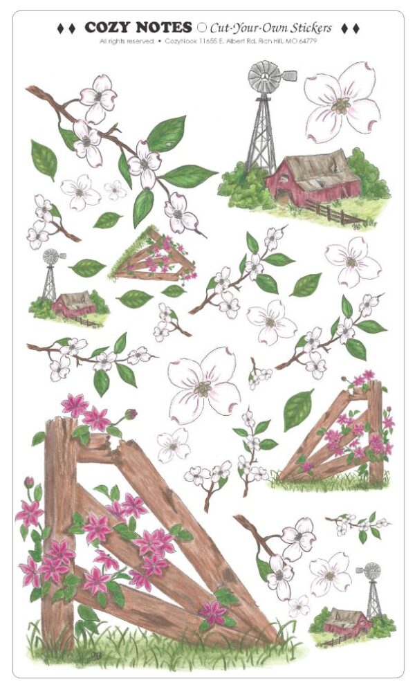 Stickers Rustic Dogwood 5 7/8 x 10" sheet 616 1581 0