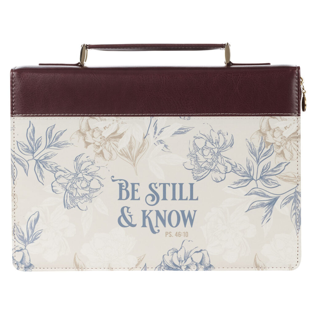 Image of BC: Medium Be Still and Know Neutral Florals Faux Leather