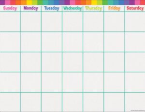 Image of Write-On / Wipe-Off Colorful Calendar Chart 17″ x 22″