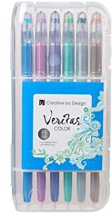 Image of Gel Pen Set, 12 Pack Assorted Colors – 6 Metallic, 6 Glitter