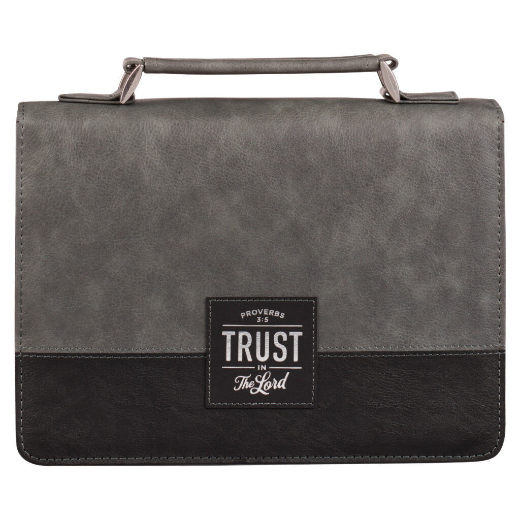 Image of BC: Trust in the LORD Gray and Black Faux Leather Medium