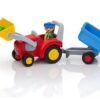 Playmobil 1.2.3 - Tractor with Trailer (Red & Blue)- Discontinued