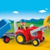 Playmobil 1.2.3 - Tractor with Trailer (Red & Blue)- Discontinued - Image 3