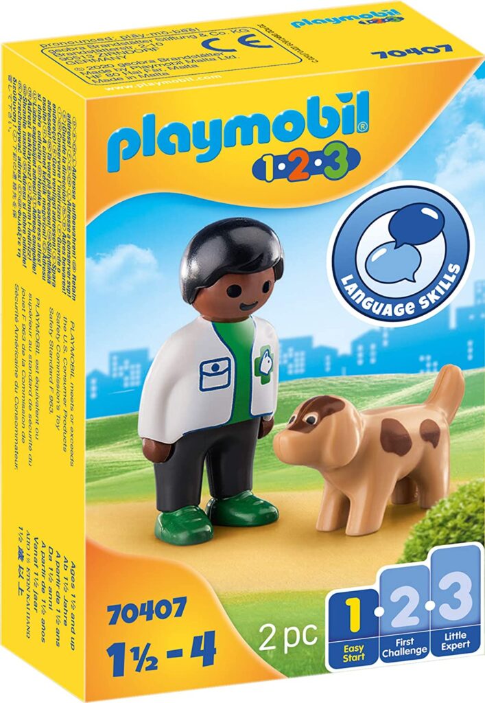Image of Playmobil 1.2.3 – Vet with Dog – Discontinued
