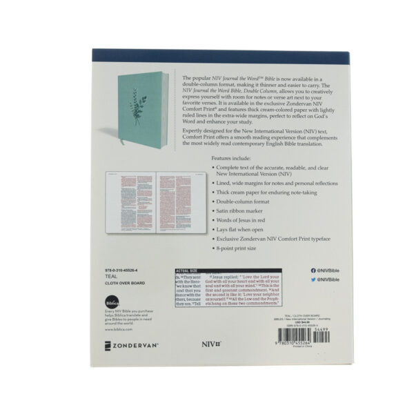 NIV, Journal the Word Bible, Double-Column, Cloth over Board, Teal - Image 6