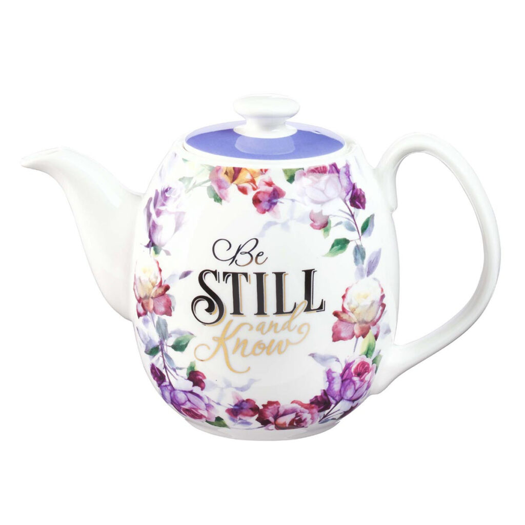 Image of Teapot Be Still and Know in Purple – Psalm 46:10
