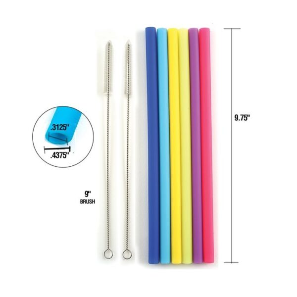 Straws Angled Silicone 9.5" 6pc 356 0698 4