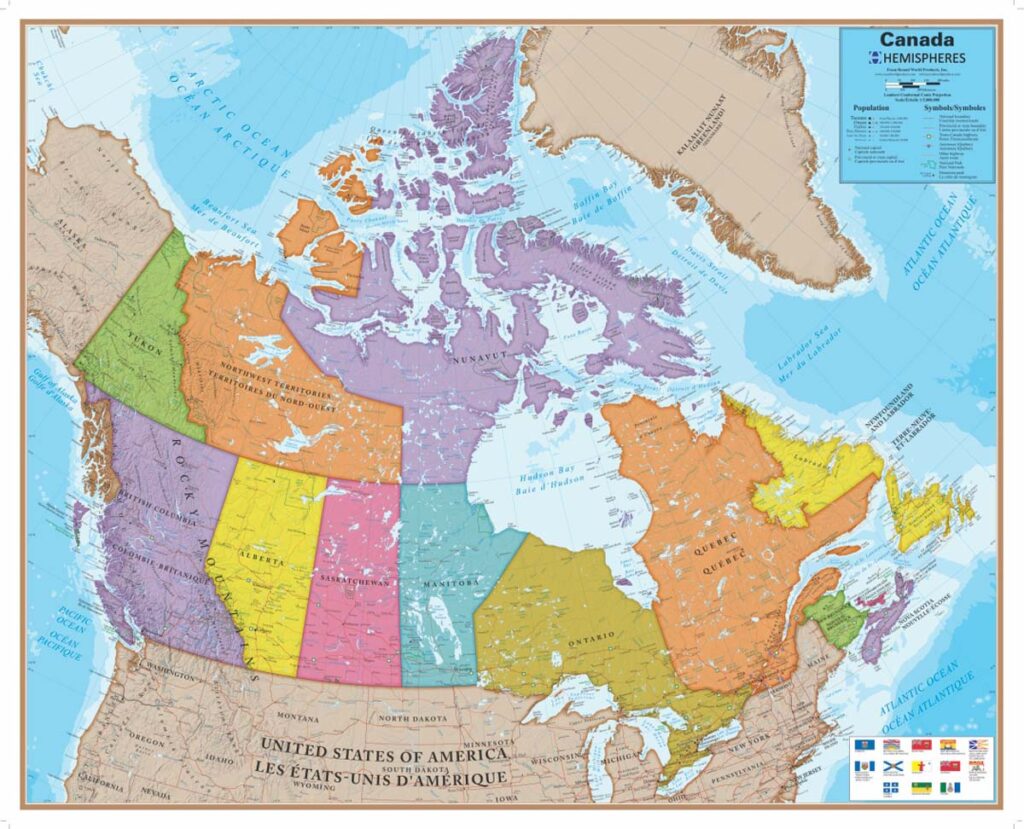 Image of Canada Wall Map With Province Flags
