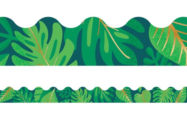 Scalloped Borders Tropical Leaves