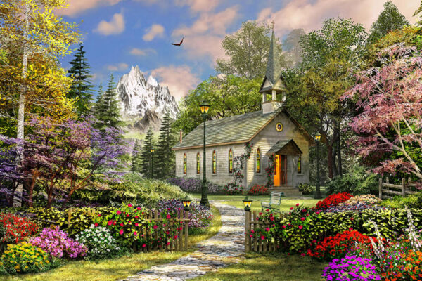 Puzzle Mountain View Chapel 500 pc 654 1989 0