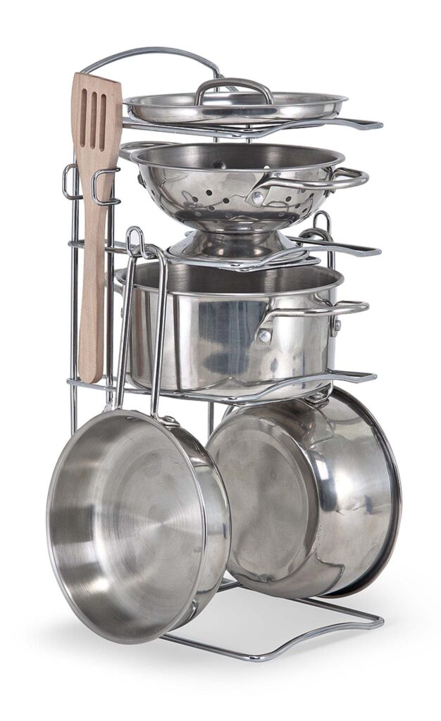 Image of Stainless Steel Pots & Pans Play Set Lets Play House