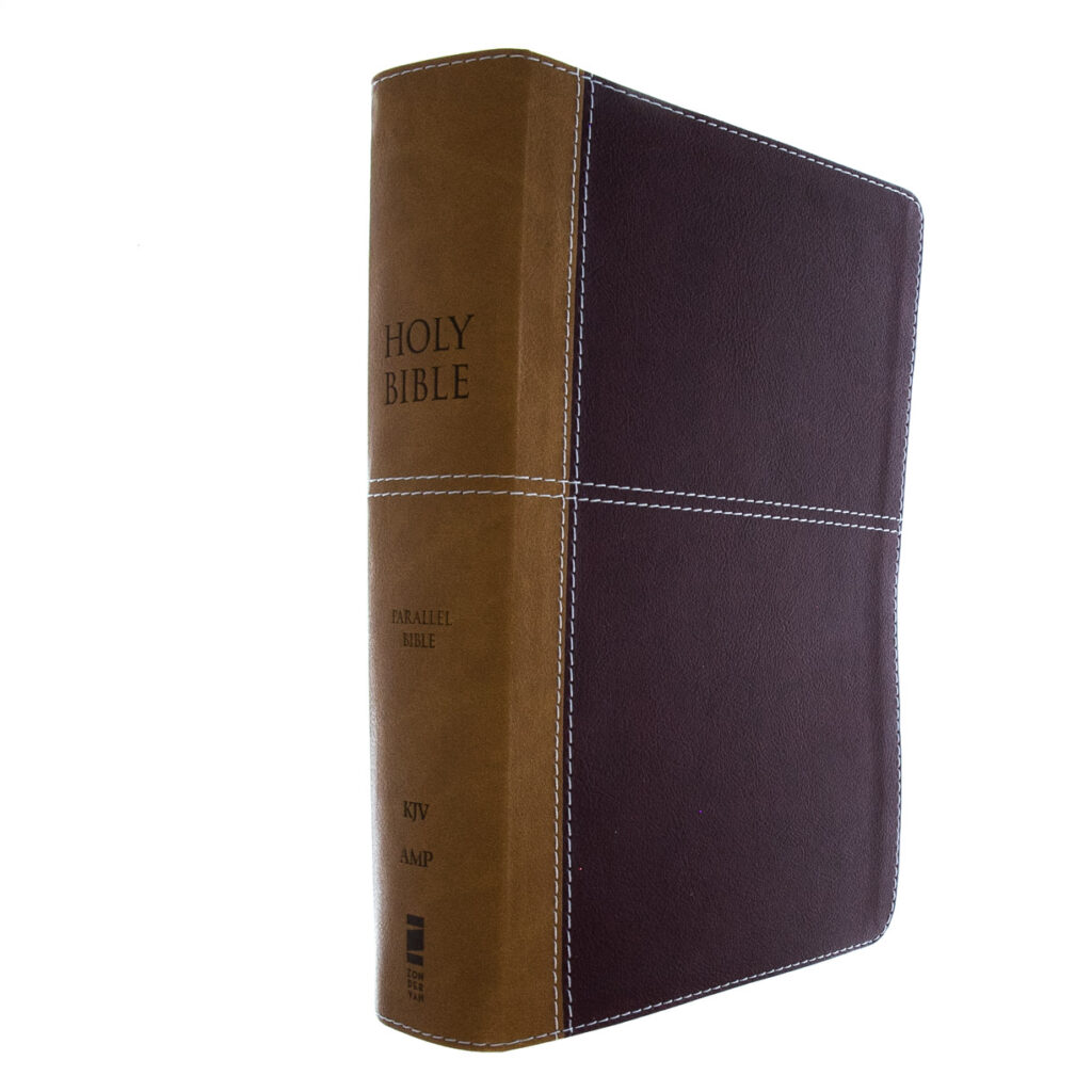 Image of KJV, Amplified, Parallel Bible, Large Print, Leathersoft, Tan/Burgundy