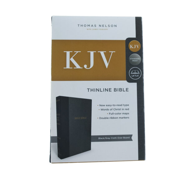 KJV Thinline Bible (Comfort Print)-Black/Gray Cloth Over Board - Image 2