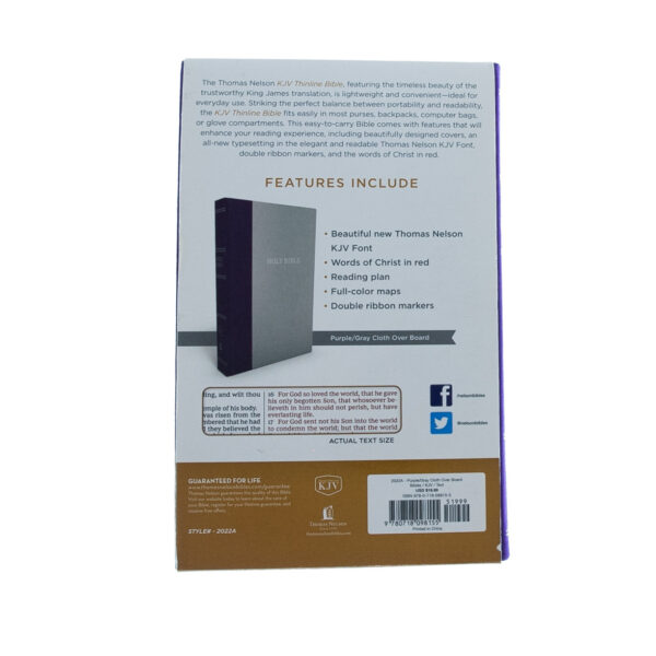 KJV Thinline Bible (Comfort Print)-Purple/Gray Cloth Over Board 206 0057 5 1