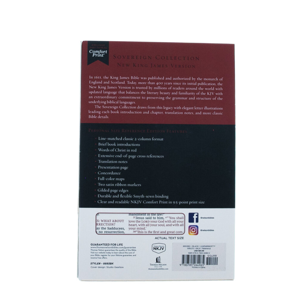 Image of NKJV Personal Size Reference Bible – Black – Sovereign Collection