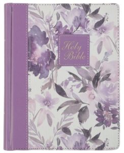 Image of KJV Notetaking Bible Printed Purple Floral Faux Leather