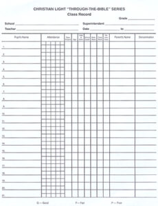 Image of Class Attendance Records Individual Sheet