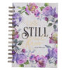 Journal Be Still and Know Large Wirebound in Purple Florals - Psalm 46:10