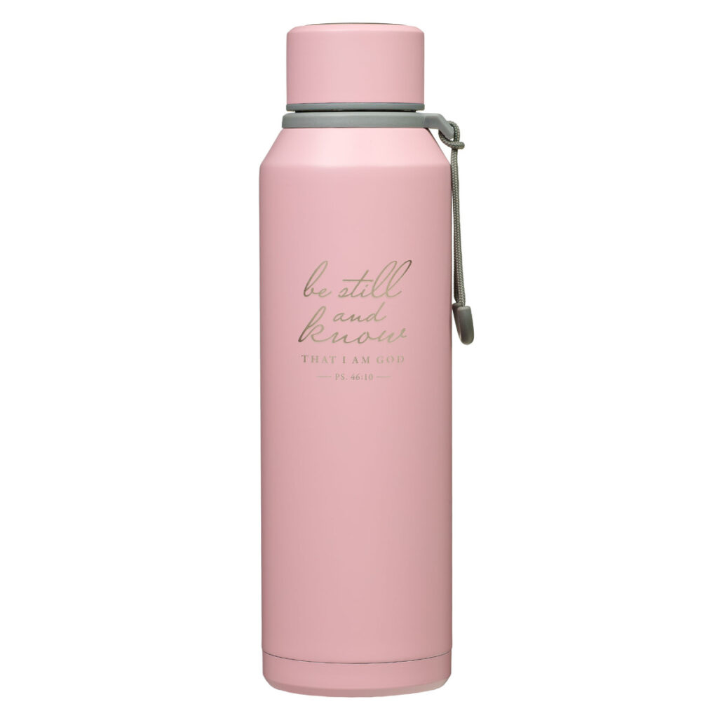 Image of Be Still Pink Stainless Steel Water Bottle – Psalm 46:10